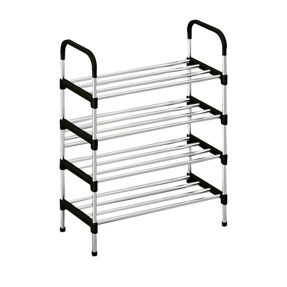 Kezqiaxn Shoe Rack for Front Door Entrance, Metal Shoe Rack 4 Tier Shoe Organizer for Entryway, Household Shoe Holder Cabinet Ash Proof Storage Shoe Rack Assembly Door Shoe Racks Black
