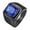 Black Blue, variant on Men's Stainless Steel Black Plated Ring with Square Orange Gem Stone Size 12