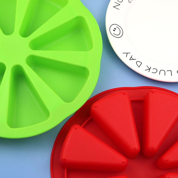 Moldes para hornear Triángulo 8 cavidades Molde de silicona para pasteles Molde de jabón Rebanadas de pizza Sartén para hornear Scone (1 pieza, rojo)