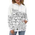 thumbnail image 3 of POBUDS Hoodie, Regular Fit Sporty Pullover Hooded Sweatshirt for Men Women Santorini Black & White Greece L, 3 of 6