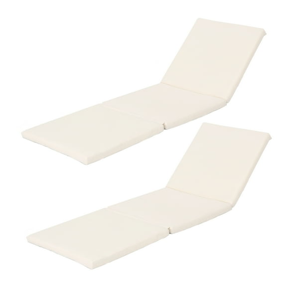 CoSoTower 2-Pack Waterproof Chaise Lounge Cushions - 76.75" Cream Outdoor Patio Chair Pads with Ties, 25.5" Wide 100% Polyester Poolside Sunbed Cushions (No Assembly)