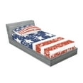 thumbnail image 2 of Ambesonne America Fitted Sheet & Pillow Sham Set, Flag with Grunge Effect, Twin, Red Blue and White, 2 of 2