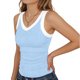 thumbnail image 3 of Mujeres Blusas de Verano sin Mangas Cuello en V Cuello Sólido Camiseta, Poliéster Suave Desgaste Diario Casual, Longitud Regular, 3 of 5