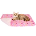 thumbnail image 3 of Dog Bed Crate Pad Ultra Soft Pet Bed with Cute Star Print Washable Crate Mat for Large Medium Small Dogs Reversible Fleece Dog Crate Kennel Mat Cat Bed Line(M,Pink), 3 of 7