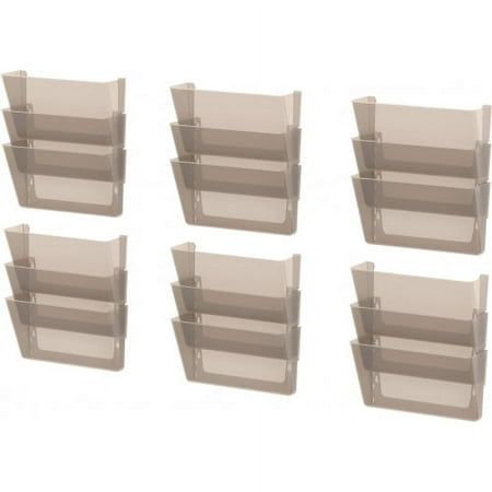 UPC: 0685442702462 | Storex Stacking Wall Pocket Set 18 x File – 1 Pocket(s) – 7  Height x 4  Width16  Length – Smoke – Poly – 3 / Set