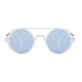 thumbnail image 2 of Gafas de sol redondas polarizadas con marco de metal, lentes circulares de colores, gafas de sol UV401 unisex góticas para verano, para exteriores, para playa, marco blanco, película azul, 2 of 3