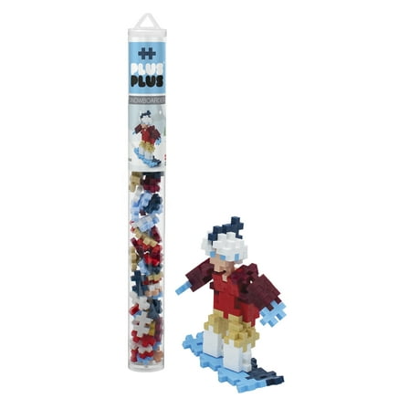 Plus-Plus - Mini Building Toy - 70 pc Snowboarder, Travel-Friendly, Ages 5 