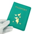 thumbnail image 3 of Unique Bargains 1 Pc Passport Holder Gold-stamped Map Passport Sleeve Green, 3 of 5