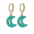 thumbnail image 1 of Pendientes colgantes de media luna, color verde, 1 of 4