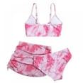 thumbnail image 2 of Xmarks Girl's 3 Piece Swimsuits Tie Dye Bikini Bathing Suit with Cover Up Beach Skirt Pink 8Y, 2 of 7