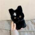thumbnail image 3 of Plush Case Apply to iPhone 15, Cute 3D Cartoon Fur Cat Design Warm Fluffy Back Cover Soft Silicone Bumper Shockproof Protective Case Cat Black for iPhone 15, 3 of 14