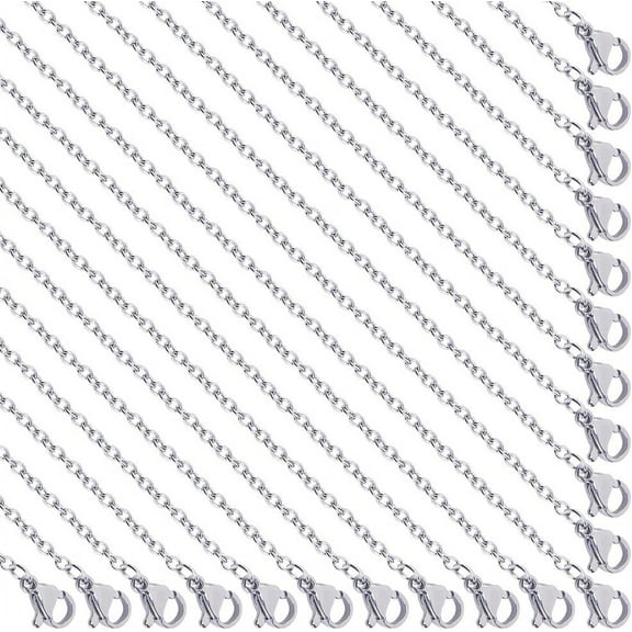 20 Pack 22 Inch/ 0.55m 2mm Stainless Steel Necklace Chains Metal Silver Necklace Making Lobster Claw Clasps Cable Link Chains Bulk for DIY Jewelry Making Supplies Women Adult DIY Craft
