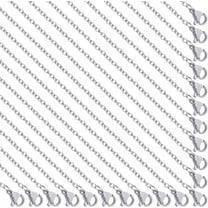 20 Pack 22 Inch/ 0.55m 2mm Stainless Steel Necklace Chains Metal Silver Necklace Making Lobster Claw Clasps Cable Link Chains Bulk for DIY Jewelry Making Supplies Women Adult DIY Craft