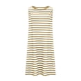thumbnail image 5 of NXMZXB Summer Dresses for Women 2025 Loose Fit Casual Striped Sundresses Beach Cover Ups Sleeveless Crewneck Tshirt Swing Dress with Pockets Yellow XL, 5 of 7