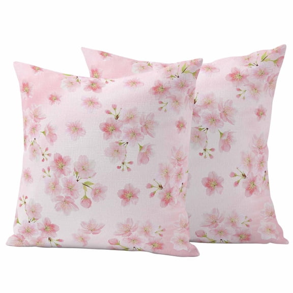 Pink Floral Outdoor Waterproof Pillow Covers, Modern Farmhouse Aesthetic Shabby Chic Flower Decorative Square Throw Pillowcase Sofa Cushion Sham for Patio/Couch/Chair, 16"x16" 2 Pack