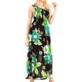thumbnail image 4 of Sakkas Iyabo Women's Sleeveless Casual Summer Floral Print Dress Maxi Long Stretch - B-Green - One Size, 4 of 5