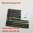 thumbnail image 1 of 7-Piece Heavy-Duty Hex Socket Air Screwdriver Bit Set - S2 Alloy Steel 1/4 Inch Shank Ball Head Bits, 65mm Length, Durable & High-Torque for Pneumatic Tools, Secure Grip & Precision Control for, 1 of 5