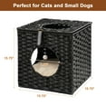 thumbnail image 4 of Pefilos 15.7" Square Cat Condo, Wicker Kitten House Rattan Cave Cat Bed with Rattan Ball and Cushion, Black, 4 of 9