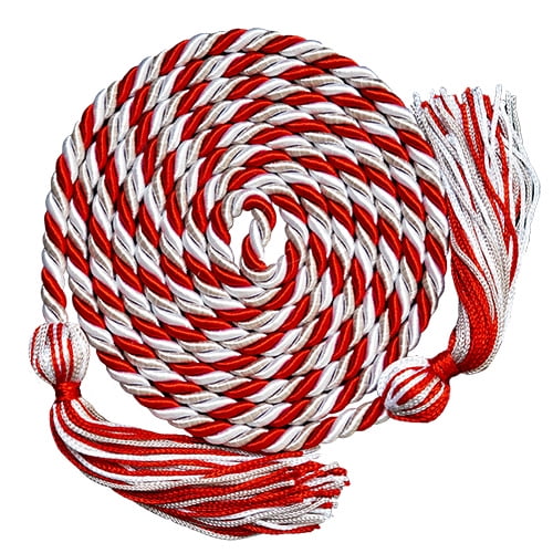Honors Graduation Academic Single Honor Cord - pack of 10 (Red/White/Silver)