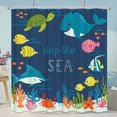 thumbnail image 2 of Kids Shower Curtain for Bathroom Decor 72Wx72H Cartoon Fish Whale Bath Accessories for Boy Girls Cartoon Underwater Ocean Theme Sea Animal Nature Shark Turtle Fabric 12 Pack Hooks WW-INHC, 2 of 6