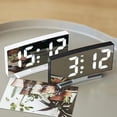 thumbnail image 3 of LED Alarm Clock Curved Surface Adjustable Light Table Decor USB Time Calendar High Definition for Bedroom Indoor Supplies White/white light, 3 of 8