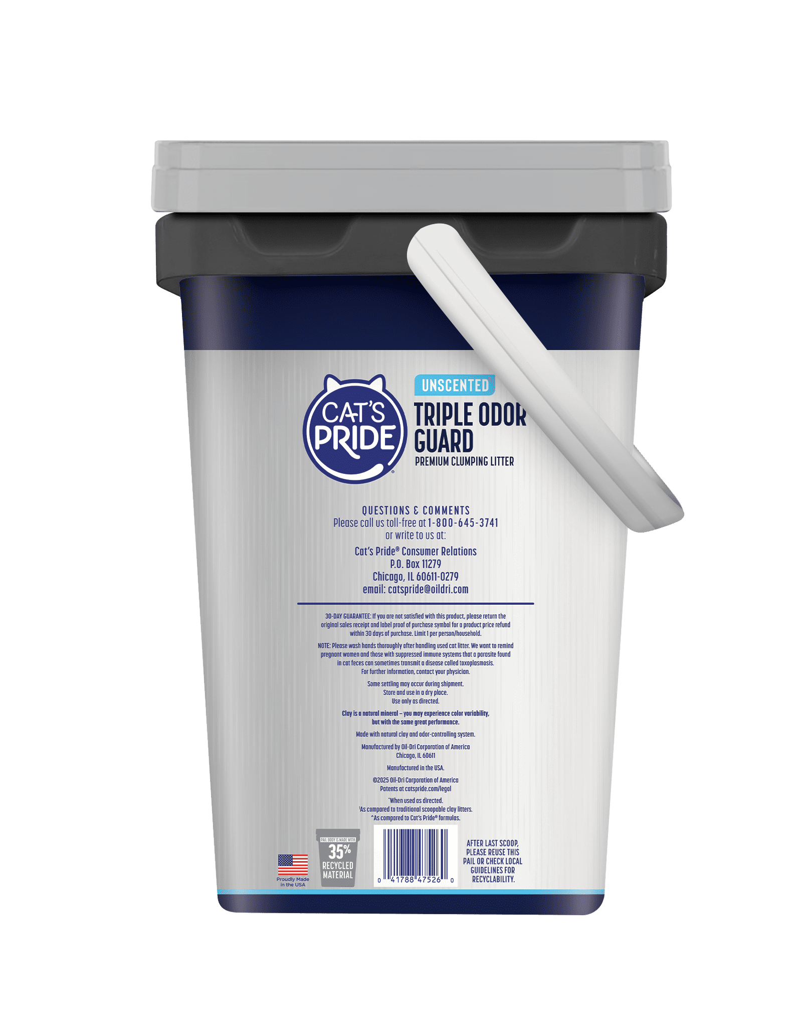 Cat's Pride Max Power Triple Odor Guard Unscented Clumping Cat Litter 26lb pail