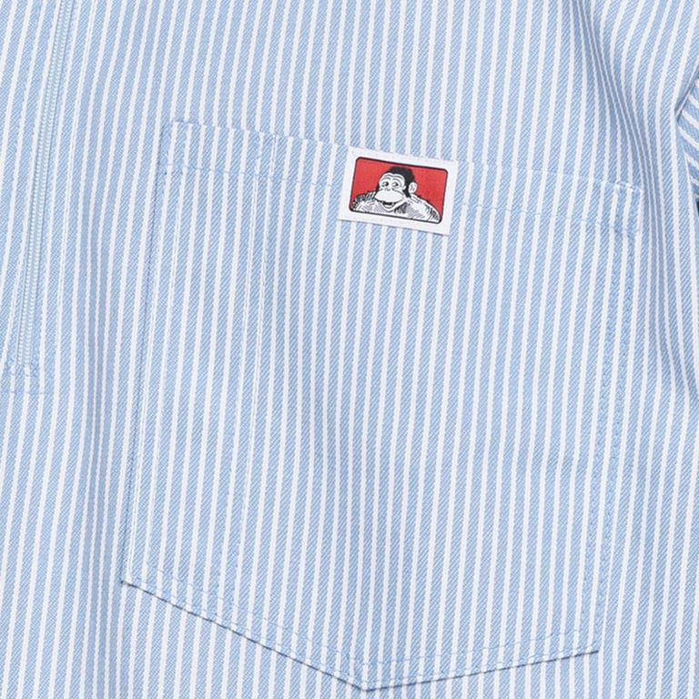 Ben Davis Short Sleeve Half-Zip Work Shirt - Blue Stripe — Dave's New York