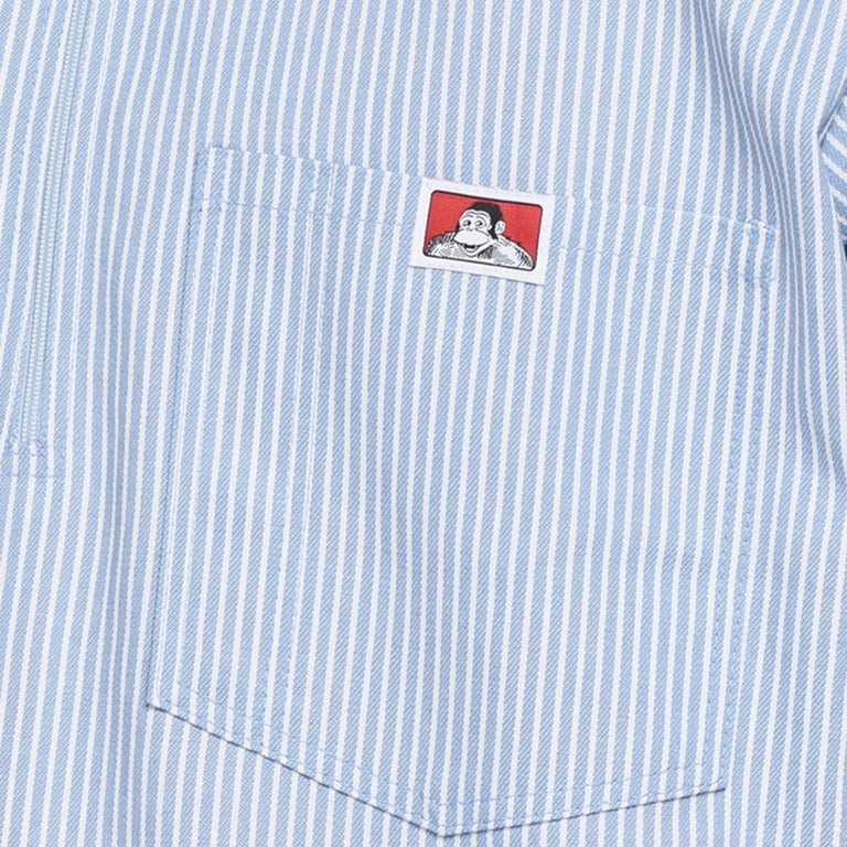 Ben Davis Short Sleeve Half-Zip Work Shirt - Blue Stripe — Dave's New York