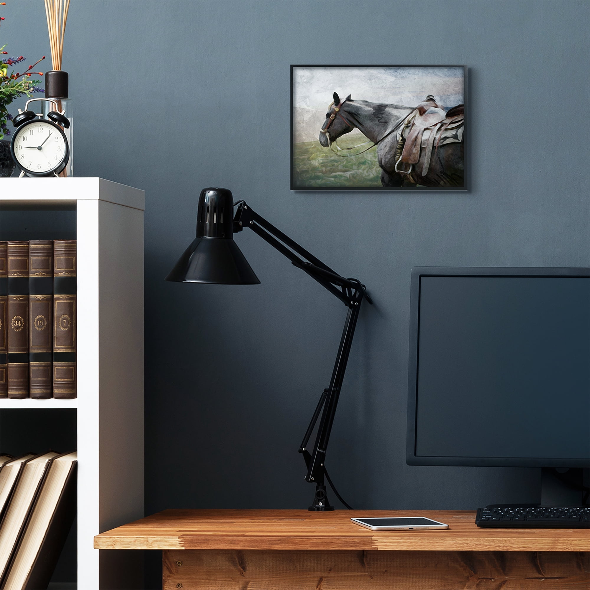 Stupell Industries Horse Riding Farm Landscape Animal Painting Black Framed Art Print Wall Art, 11x14, by Milli Villa