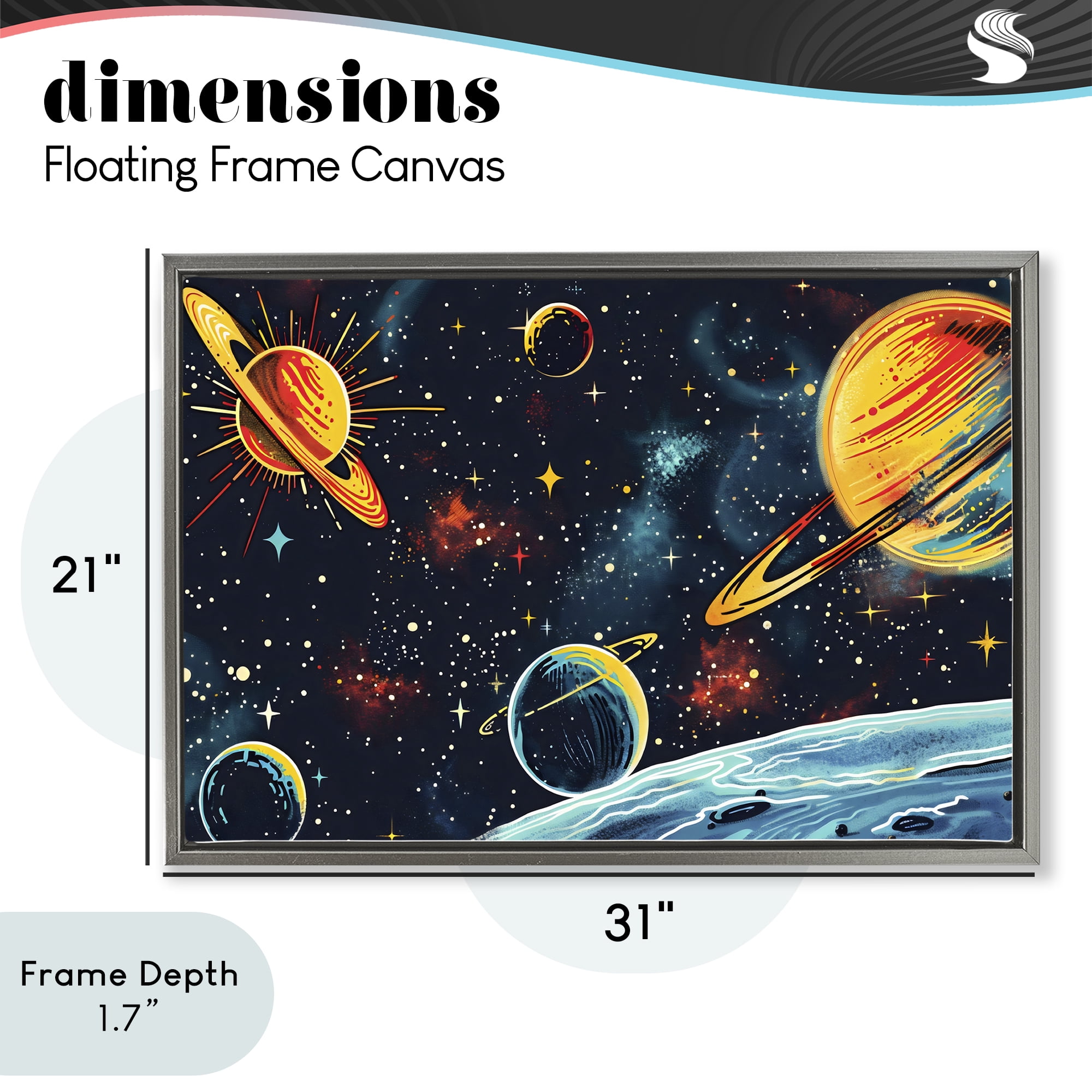 Stupell Industries Black Lit Galaxy Panorama Gray Framed Floater Canvas Wall Art, design by Creative Studio