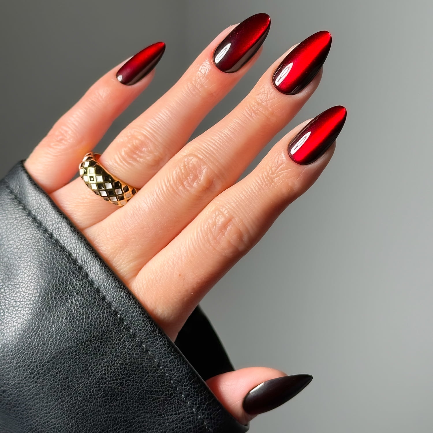 Salon Perfect Halloween Fall Artificial Fake Press On Nails, 386 Magnetic Red, Medium Almond, File, Glue and Prep Pad Included, 30 Nails