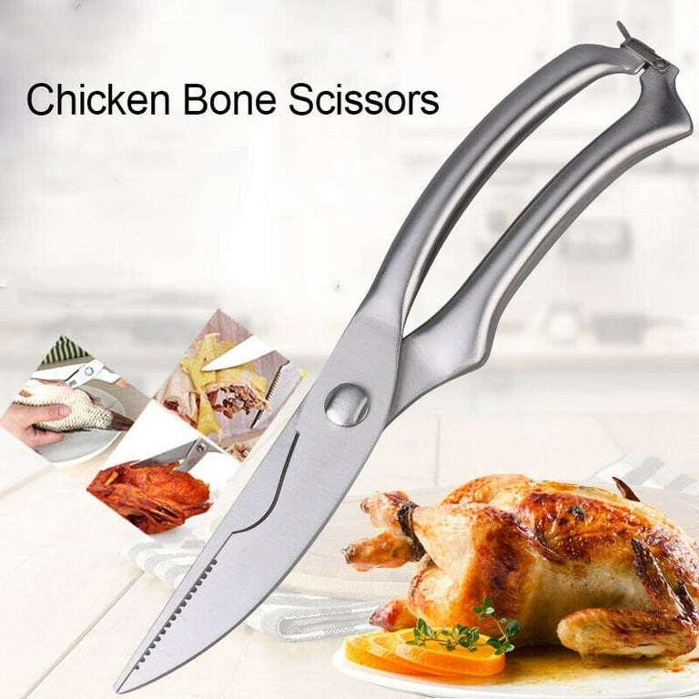 CHEFAMZ-2PackCHEFAMZ 2 Pack Kitchen Scissors,Stainless Steel Ultra Sharp Shears for Poultry, Fish, Meat,Vegetables & BBQ