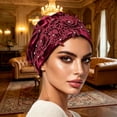 thumbnail image 2 of HuangHuanChen Women's Turban Hats with Lace Flower Ruffle Headwrap Caps Chemo Beanies Hijab Headscarf for Cancer Patient Hair Loss Adjustable Satin Bonnet For Sleeping Red One Size, 2 of 5