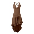 thumbnail image 3 of ASEIDFNSA Women Western Maxi Dress Deep V Neck Sleeveless Ruffle High Low Beach Dress, 3 of 3