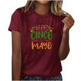 thumbnail image 1 of Camisetas de Manga Corta para Mujeres de Longitud Regular de Poliéster Sólido, Camiseta de Fiesta de Mayo Y Blusa Del Festival para la Primavera Y el Verano, 1 of 3