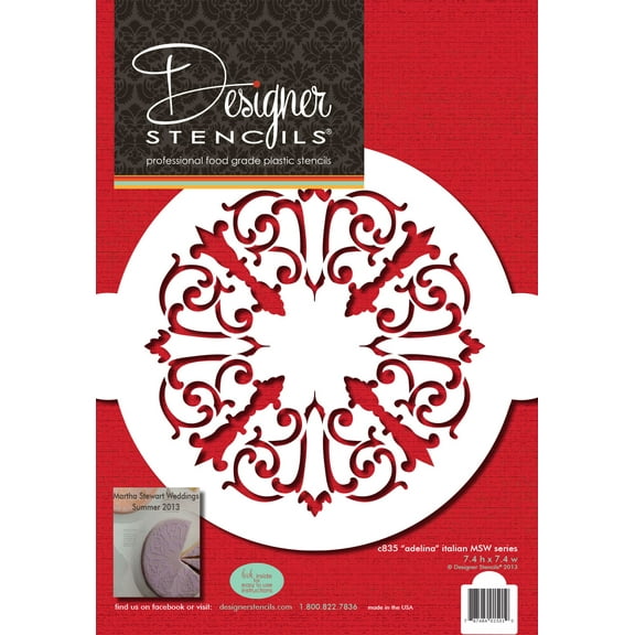 Designer Stencils C835 "Adelina": Italian Martha Stewart Weddings Series, Beige/semi-transparent