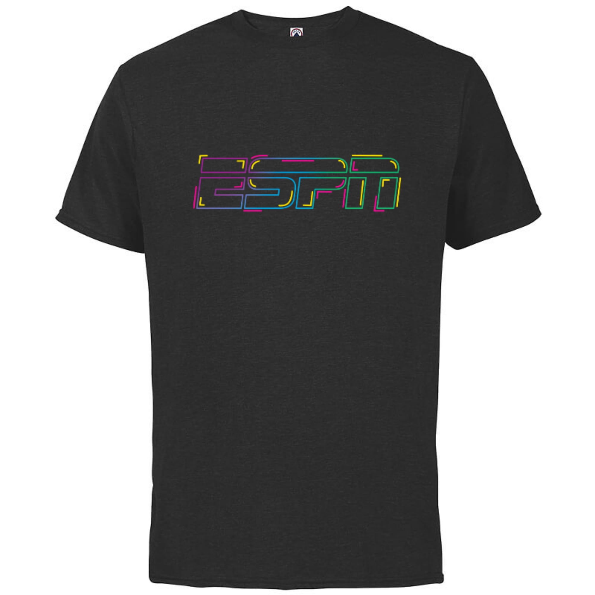 ESPN Logo Colorful Outline Standard - Short Sleeve Cotton T-Shirt for Adults - Customized-Black
