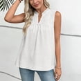 thumbnail image 5 of FDGIU Women's Ruffle V Neck Eyelet Sleeveless Tank Top, Loose Babydoll Curved Hem Summer Casual Camisole Blouse, 5 of 8