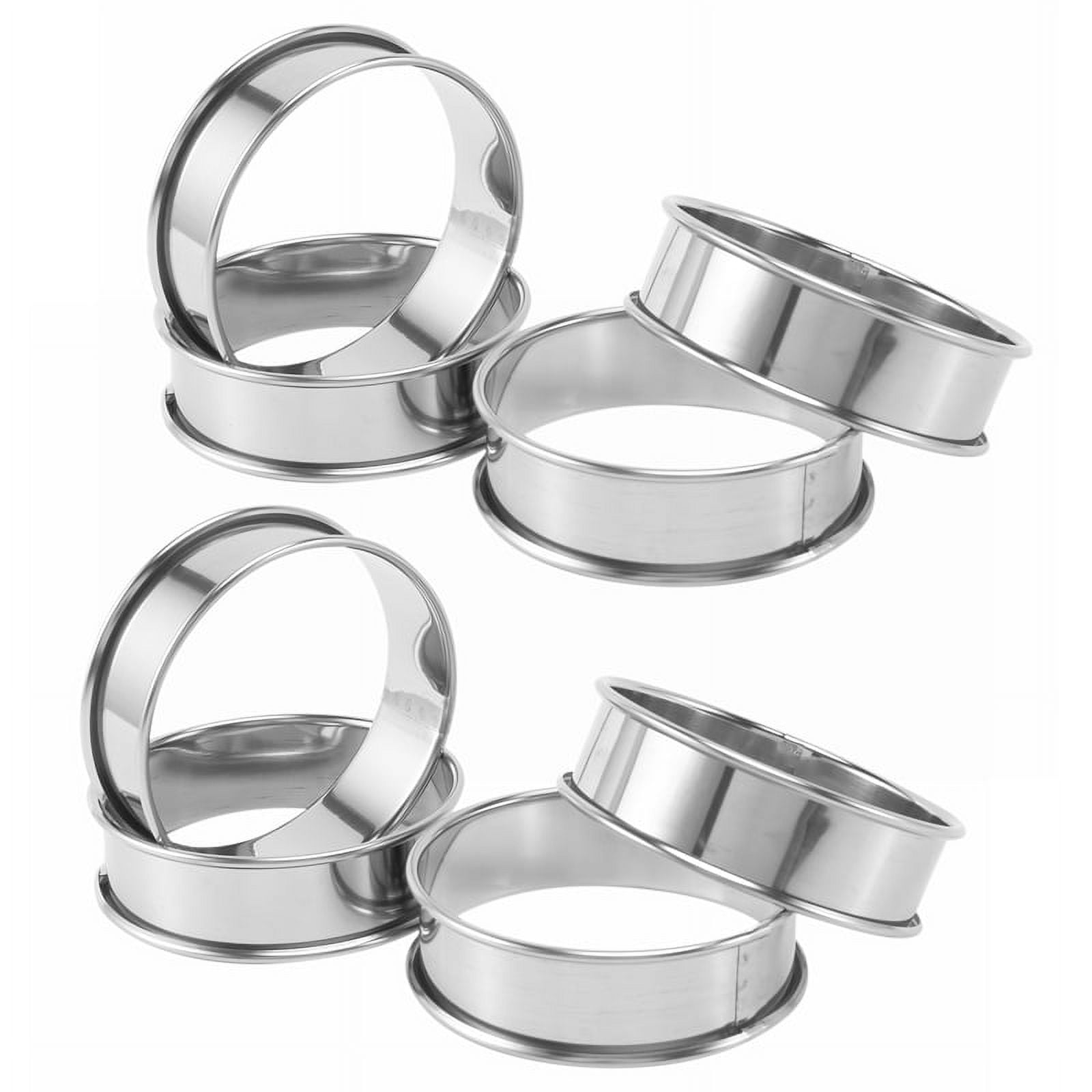 Popidome 6 Pack English Muffin Rings, 4\" Stainless Steel Tart Crumpet Rings