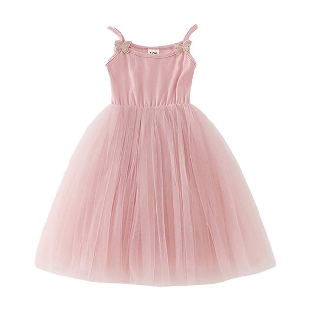 KYAIGUO Robe en Tulle à Bretelles pour Filles 1-7 Ans, Robe d'Été Décontractée pour Bébé