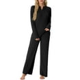 thumbnail image 3 of MINTREUS Women's Pajama Set Long Sleeve Lounge Set Ribbed knit Sleepwear Two Piece Pjs Set with Pocket, 3 of 7
