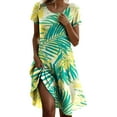 thumbnail image 1 of JIRNDf Robes de Printemps pour Femmes 2025 Tendance à Imprimé Floral Col Rond Vacances Basique Confortable Stylée Féminine Robes d'Été pour Femmes Plage Robe Bohème Vert TTTG, 1 of 4