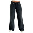 thumbnail image 1 of FOCUSNORM Pantalon en Denim pour Femmes Printemps Été Taille Basse Jambe Grand avec Multiples Poches, 1 of 9