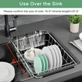 thumbnail image 3 of Stainless Steel Dish Drainer Rack Over Sink Adjustable Expandable, 304 Metal Drying Rack Organizer with Utensil Holder, Fits Most Kitchen Sinks, Rustproof, Silver, 3 of 6