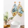 thumbnail image 2 of Sunflowers Trucks Kitchen Dish Towels for Drying Dishes Set of 3, Spring Farmhouse Eucalyptus Orange Plaid Waffle Weave Microfiber Hand Tea Bathroom Towels Quick Dry & Absorbent Towel 12x12, 2 of 7
