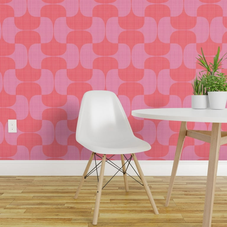 Peel & Stick Wallpaper 9ft x 2ft - Bold Coral Magenta Lv Lavender Pink  Lipstick Red Mod Rose Watermelon Custom Removable Wallpaper by Spoonflower  