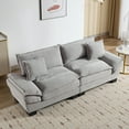 thumbnail image 5 of Sofa, Corduroy Sleeper Couch with Pillows, Comfy Upholstered Loveseat Sofa for Bedroom,Living Room,Apartment,Office, Light Grey, 5 of 9
