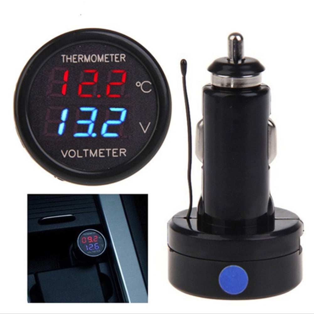 FALYEE 2 In 1 Car Auto 12V Dual Display LED Digital Thermometer ...