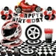 thumbnail image 5 of Vajilla desechable para fiesta temática de motocicleta y coche de carreras, mantel blanco y negro, platos, tazas, decoración para fiesta de cumpleaños de niños, 5 of 5