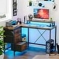 thumbnail image 3 of 43 Inch Computer Desk, L Shaped Desk with Power Outlets and Led Lights, 3-Drawer Gaming Desk with Storage Shelves and Monitor Stand, Reversible Home Office Desk for Study, Working, Black Willow, 3 of 7